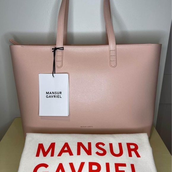 MANSUR GAVRIEL Small Zip Blush Saffiano Leather Tote - Picture 1 of 10